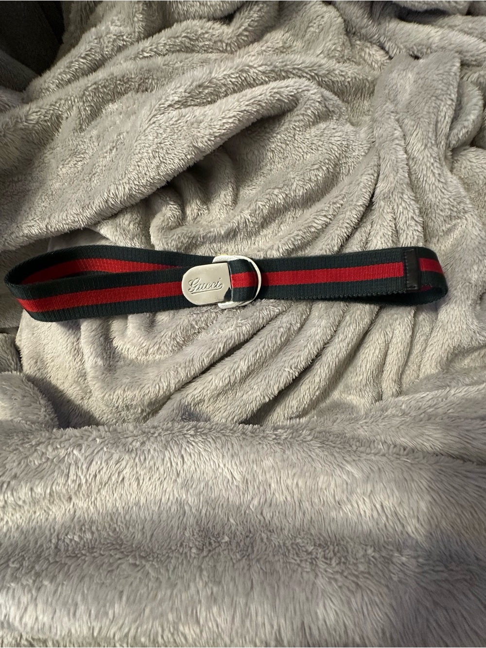 Gucci Black and Red Webbing Men's Belt with Logo Buckle